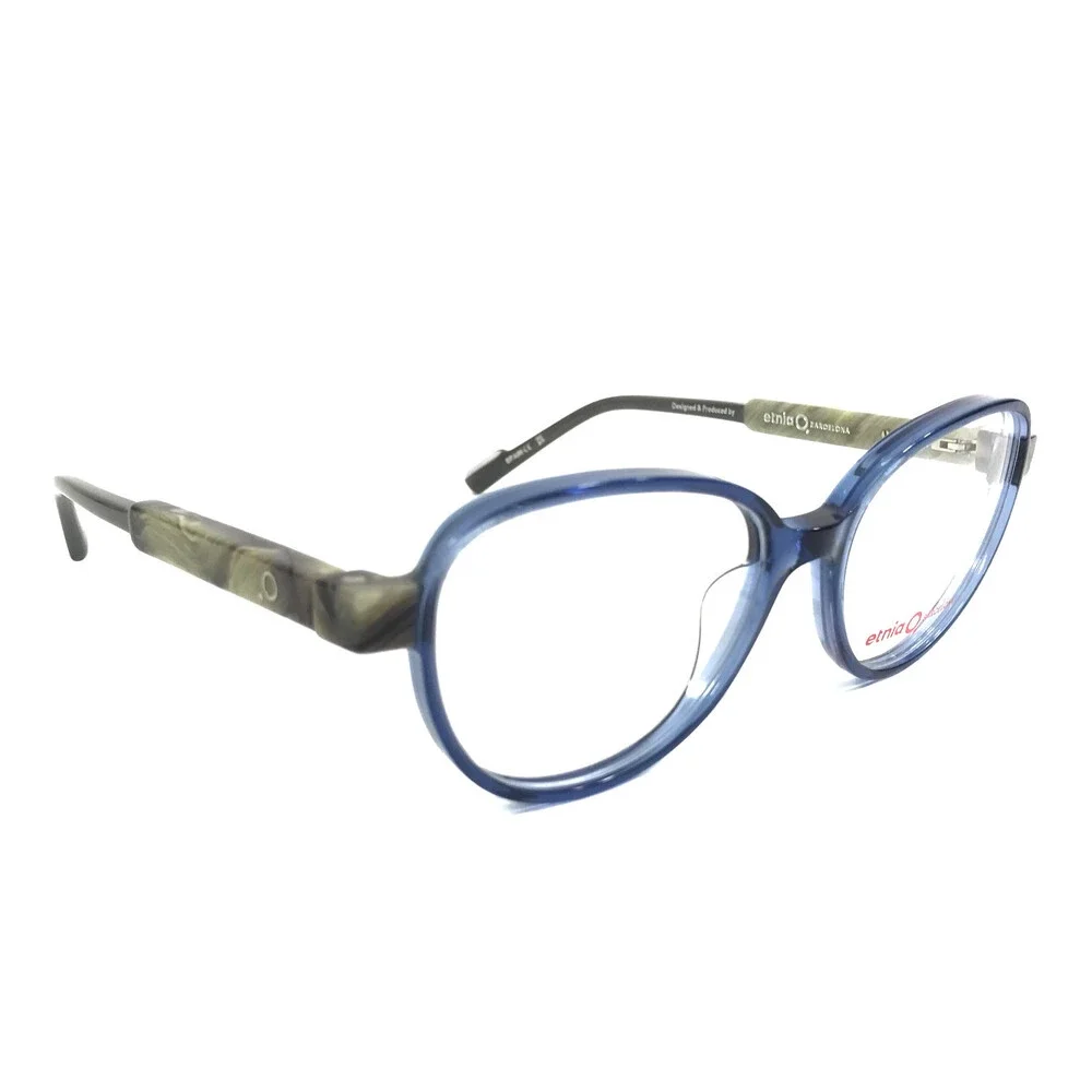 Etnia Barcelona Eyeglasses Frames ASTERIA BLGY Blue Gray Horn Cat Eye 52-16-138